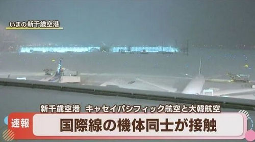 日本机场又撞了！国泰航空和大韩航空在北海道相撞！大量航班取消！